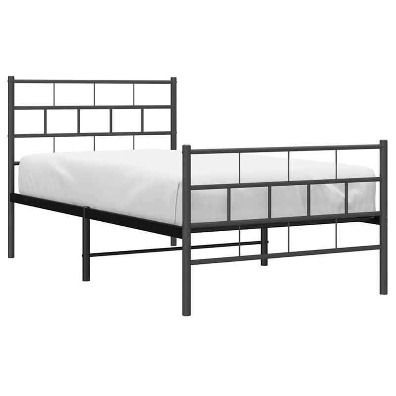 vidaXL Rectangular Steel Single Metal Bed Frame in Black