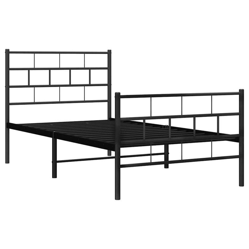 vidaXL Rectangular Steel Single Metal Bed Frame in Black