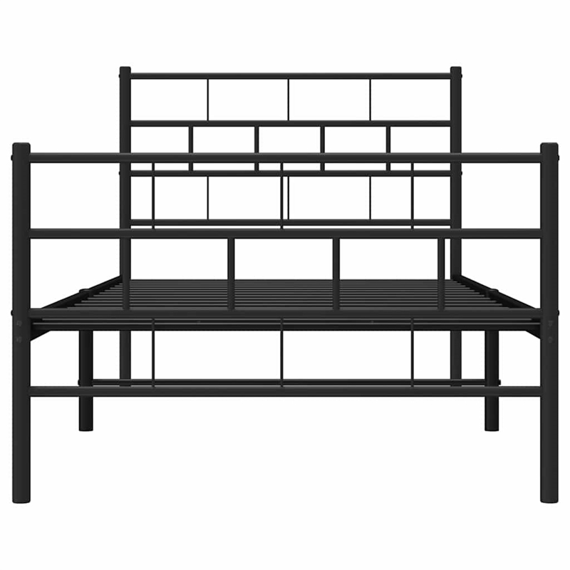 vidaXL Rectangular Steel Single Metal Bed Frame in Black