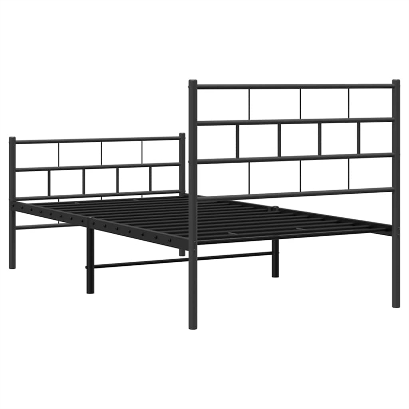 vidaXL Rectangular Steel Single Metal Bed Frame in Black