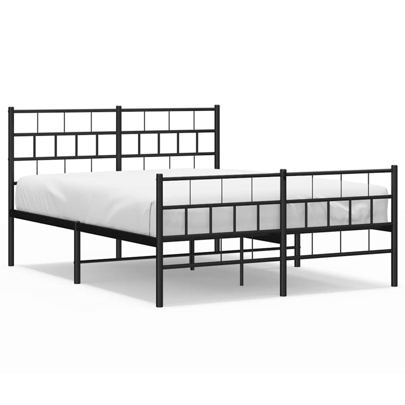 vidaXL Rectangular Steel Full/Double Bed Frame in Black