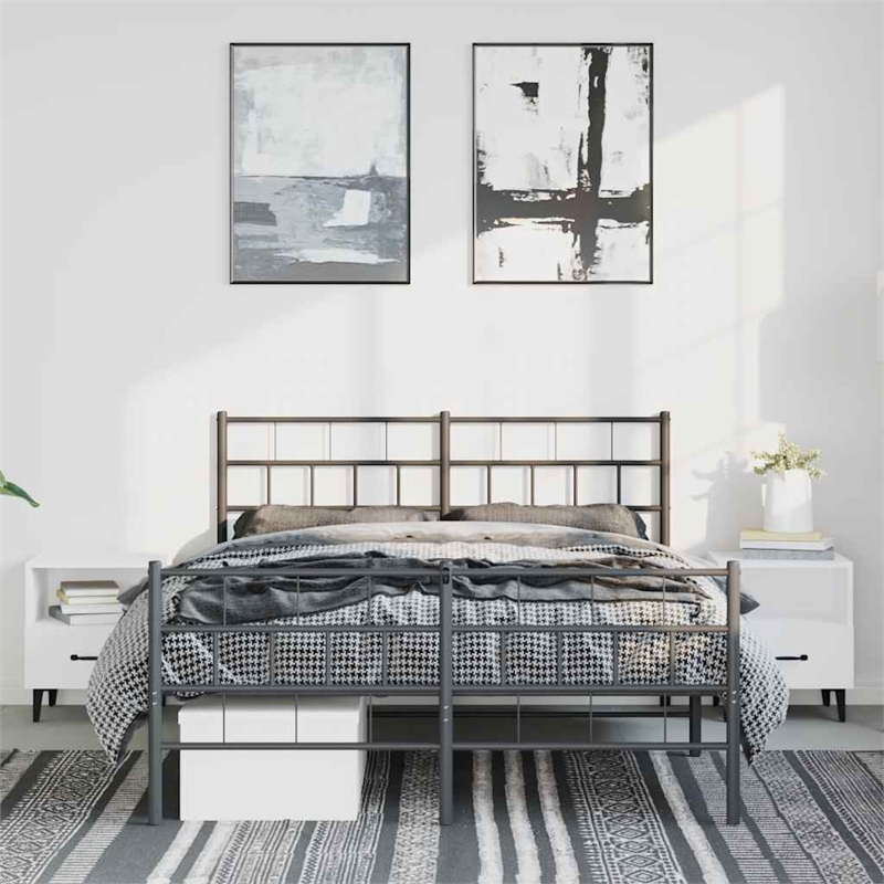 vidaXL Rectangular Steel Full/Double Bed Frame in Black