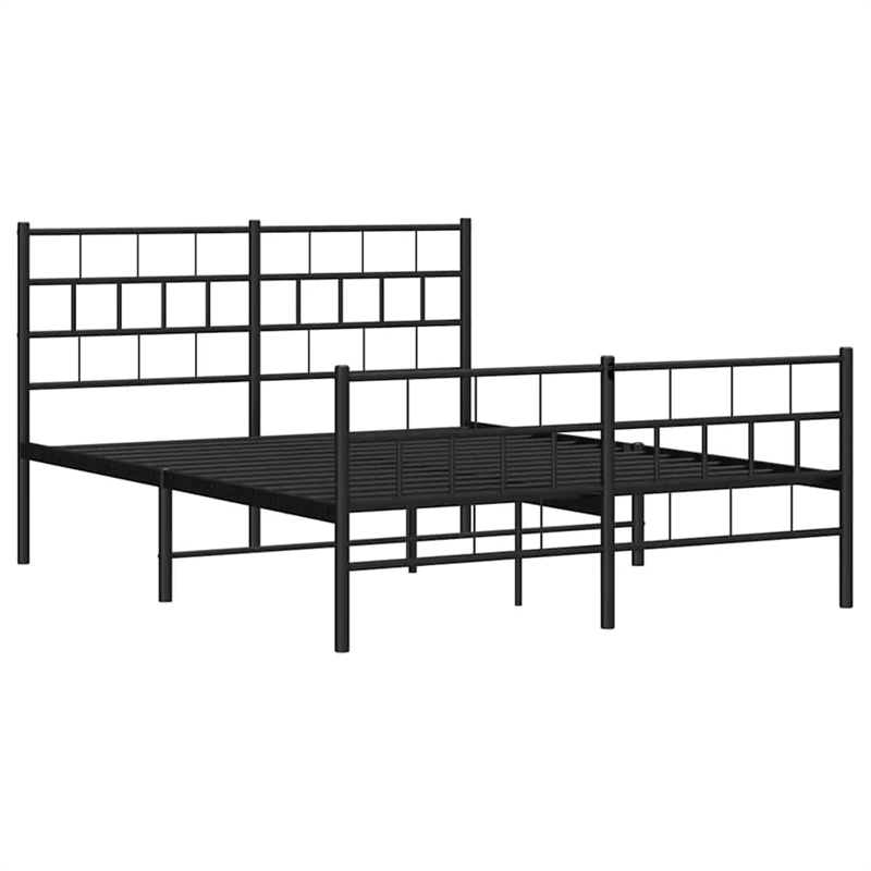 vidaXL Rectangular Steel Full/Double Bed Frame in Black