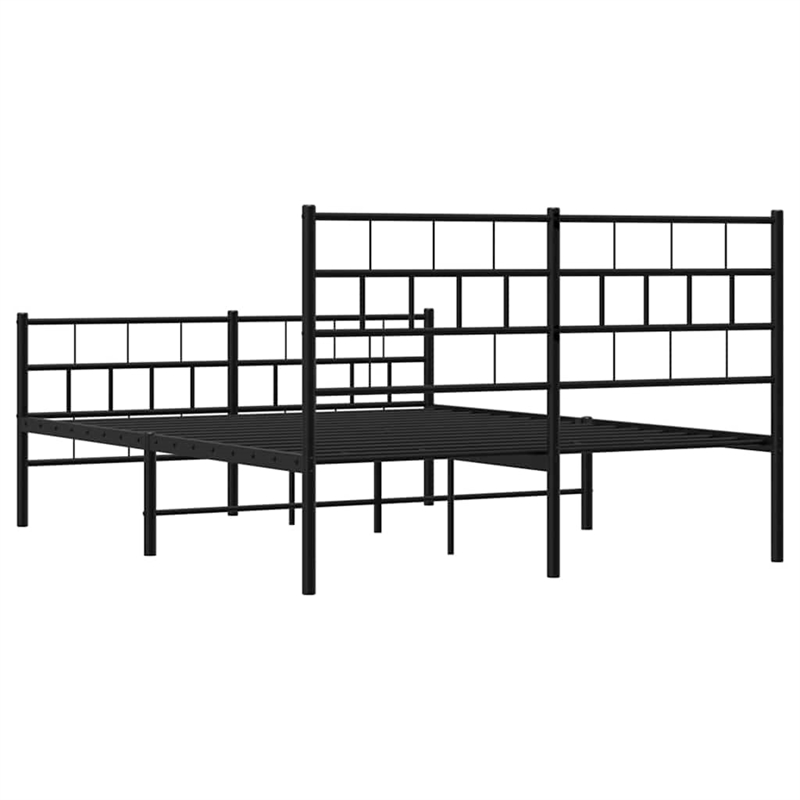 vidaXL Rectangular Steel Full/Double Bed Frame in Black