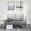 vidaXL Powder-Coated Steel King Bed Frame in Black
