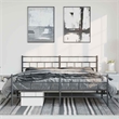vidaXL Rectangular Powder-Coated Steel Full Bed Frame in Black