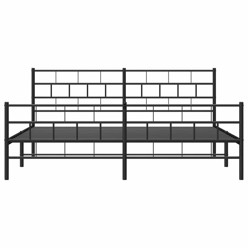 vidaXL Rectangular Powder-Coated Steel Full Bed Frame in Black