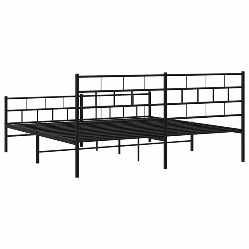 vidaXL Rectangular Powder-Coated Steel Full Bed Frame in Black