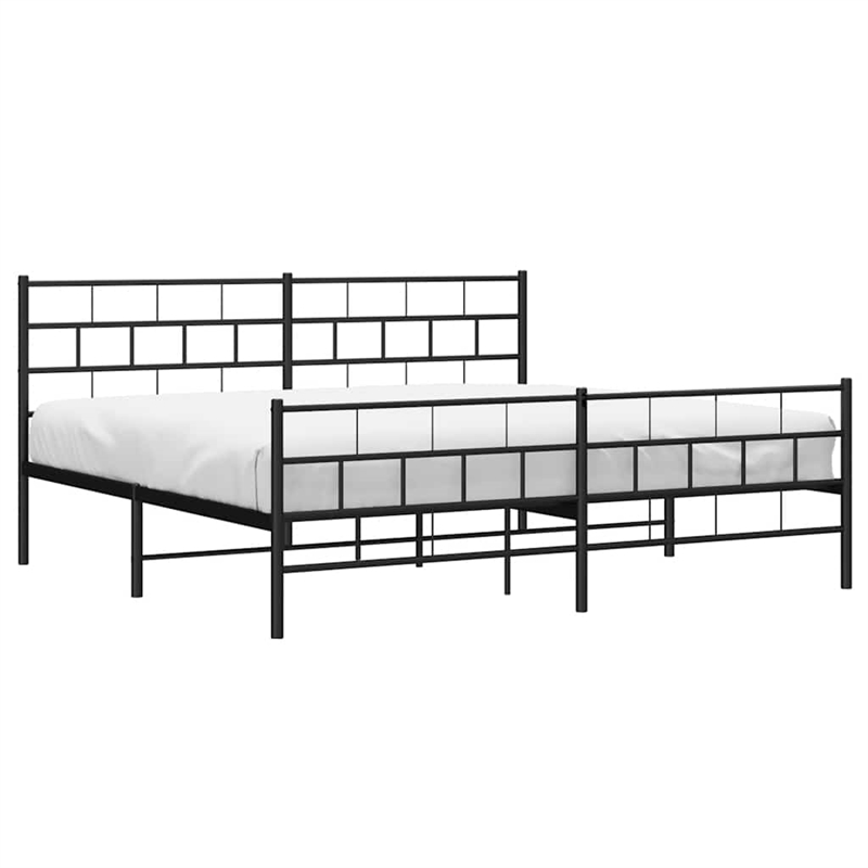 vidaXL 76 x 80 Powder-Coated Metal Bed Frame in Black