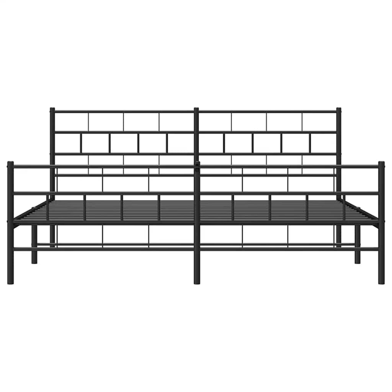 vidaXL 76 x 80 Powder-Coated Metal Bed Frame in Black