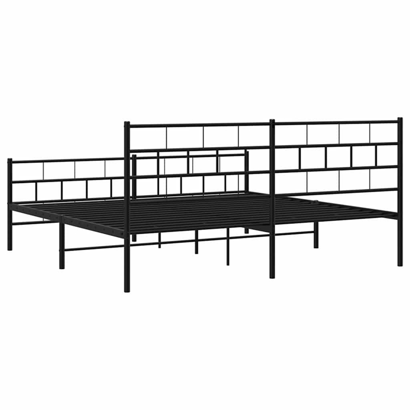 vidaXL 76 x 80 Powder-Coated Metal Bed Frame in Black
