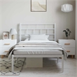 vidaXL Rectangular Powder-Coated Steel Twin Bed Frame in White