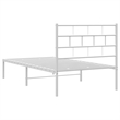 vidaXL Rectangular Powder-Coated Steel Twin Bed Frame in White