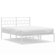 vidaXL Rectangular Powder-Coated Steel King Bed Frame in White