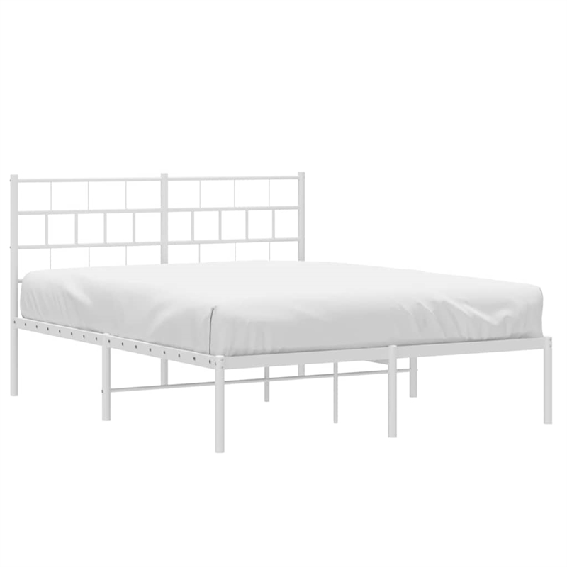 vidaXL Rectangular Powder-Coated Steel King Bed Frame in White