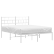 vidaXL Rectangular Powder-Coated Steel King Bed Frame in White