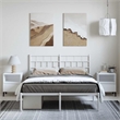 vidaXL Rectangular Powder-Coated Steel King Bed Frame in White