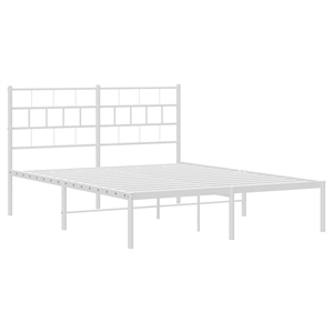 vidaXL Rectangular Powder-Coated Steel King Bed Frame in White
