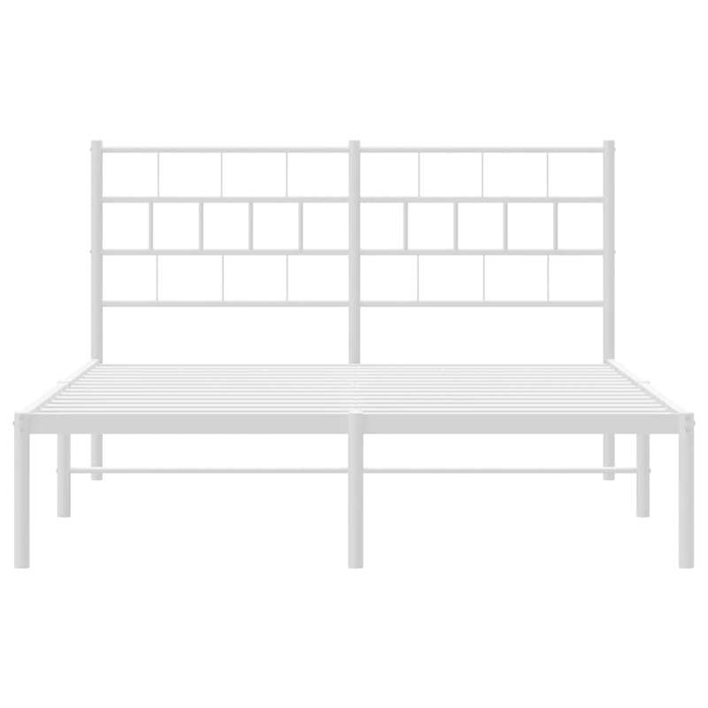 vidaXL Rectangular Powder-Coated Steel King Bed Frame in White
