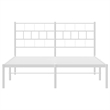 vidaXL Rectangular Powder-Coated Steel King Bed Frame in White