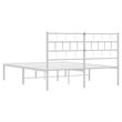 vidaXL Rectangular Powder-Coated Steel King Bed Frame in White