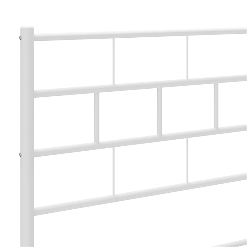 vidaXL Rectangular Powder-Coated Steel King Bed Frame in White