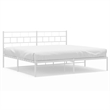 vidaXL Rectangular Powder-Coated Steel Full Bed Frame in White