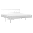 vidaXL Rectangular Powder-Coated Steel Full Bed Frame in White