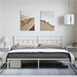 vidaXL Rectangular Powder-Coated Steel Full Bed Frame in White