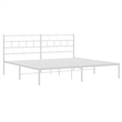 vidaXL Rectangular Powder-Coated Steel Full Bed Frame in White