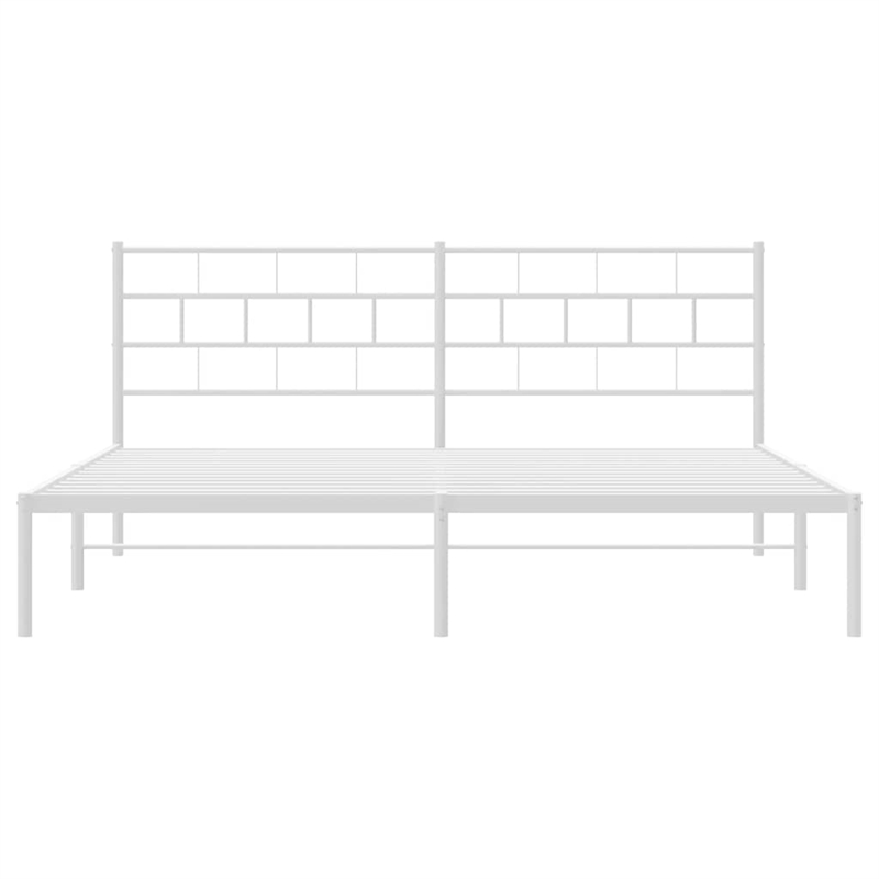 vidaXL Rectangular Powder-Coated Steel Full Bed Frame in White