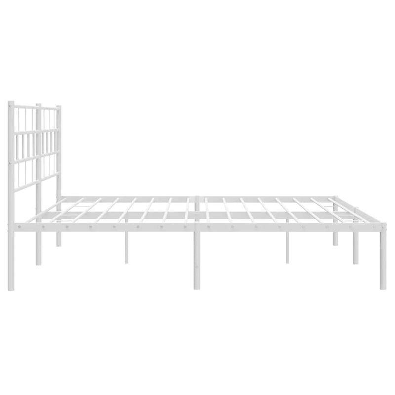 vidaXL Rectangular Powder-Coated Steel Full Bed Frame in White