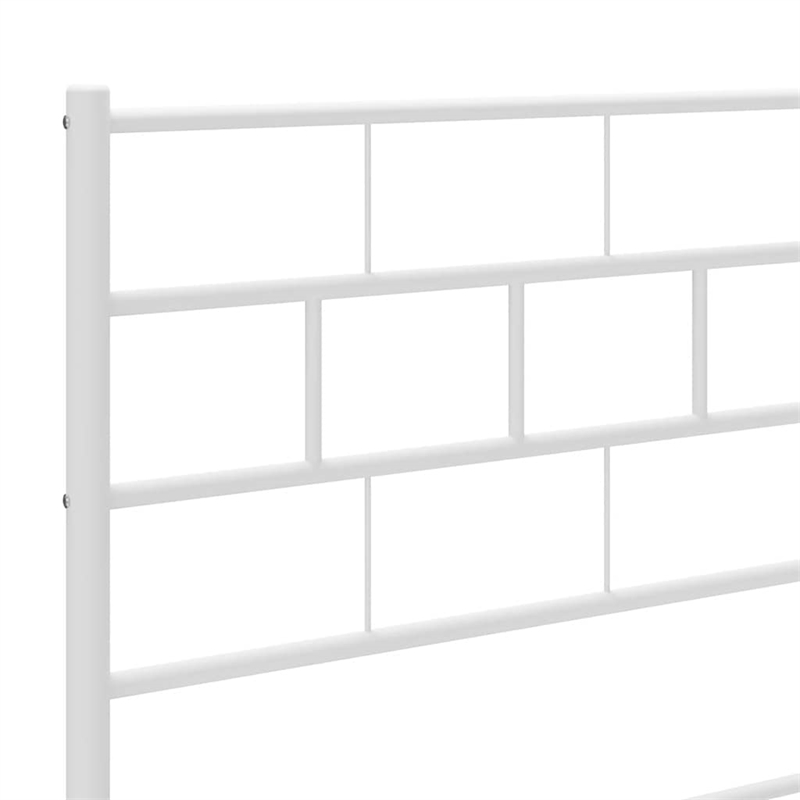 vidaXL Rectangular Powder-Coated Steel Full Bed Frame in White