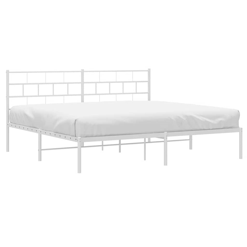 vidaXL King/Double Metal Powder Coated Steel Bed Frame in White