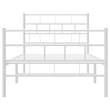 vidaXL Rectangular Powder-Coated Steel Twin Bed Frame in White