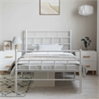 vidaXL Rectangular Powder-Coated Steel Twin Bed Frame in White