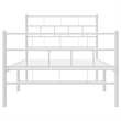 vidaXL Rectangular Powder-Coated Steel Twin Bed Frame in White