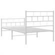 vidaXL Rectangular Powder-Coated Steel Twin Bed Frame in White