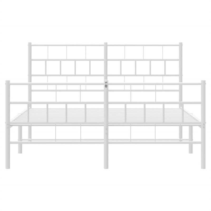 vidaXL 53.1x74.8 Powder-Coated Steel Bed Frame in White