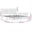 vidaXL 53.1x74.8 Powder-Coated Steel Bed Frame in White