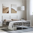 vidaXL 53.1x74.8 Powder-Coated Steel Bed Frame in White
