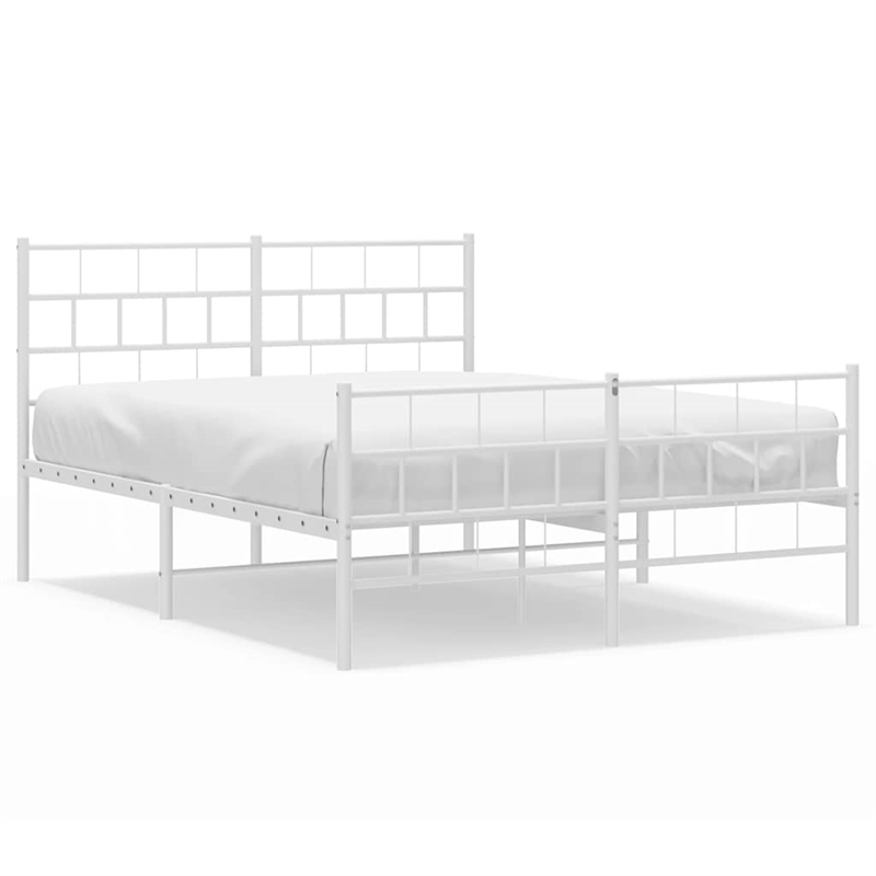 vidaXL Powder-Coated Steel King Size Bed Frame in White