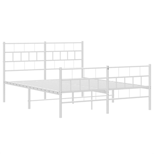 vidaXL Powder-Coated Steel King Size Bed Frame in White