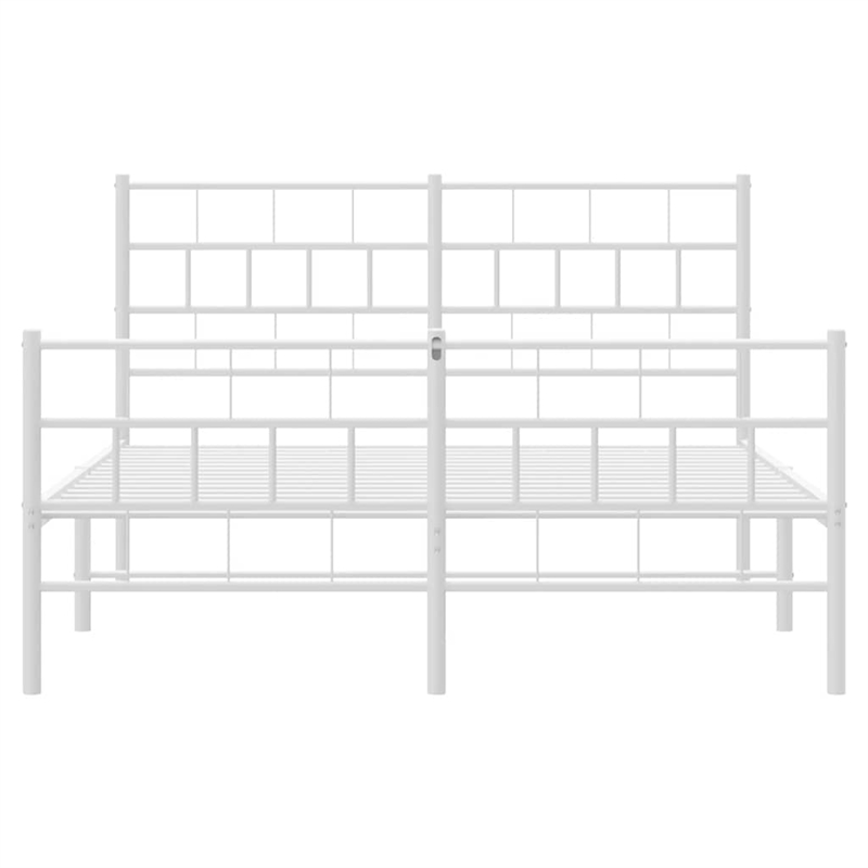 vidaXL Powder-Coated Steel King Size Bed Frame in White