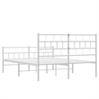 vidaXL Powder-Coated Steel King Size Bed Frame in White