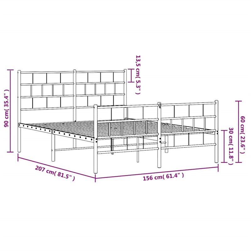 vidaXL Powder-Coated Steel King Size Bed Frame in White