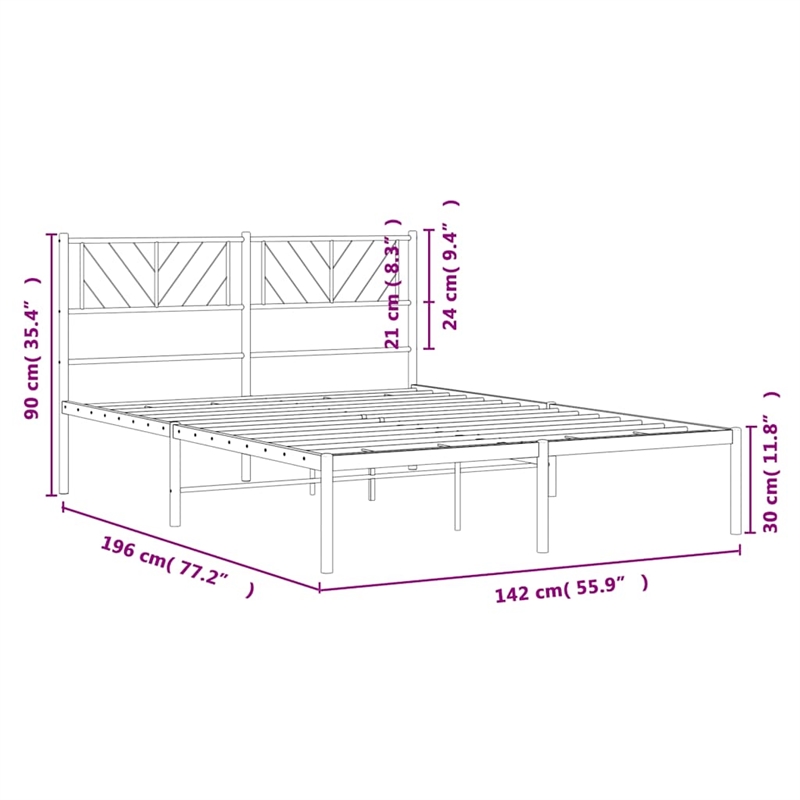 vidaXL Powder-Coated Steel Full/Double Bed Frame in Black