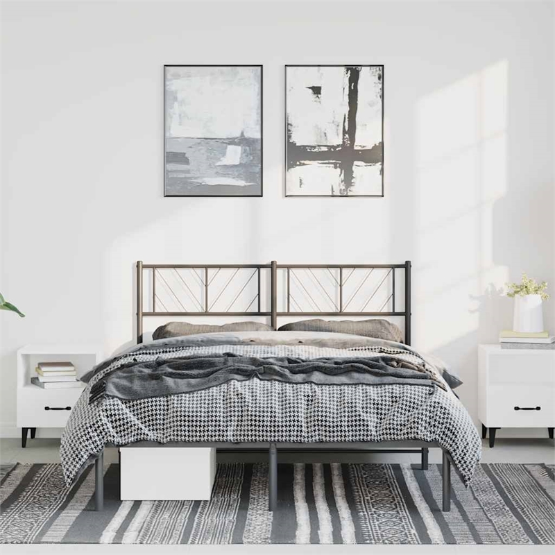 vidaXL Powder-Coated Steel Full/Double Bed Frame in Black