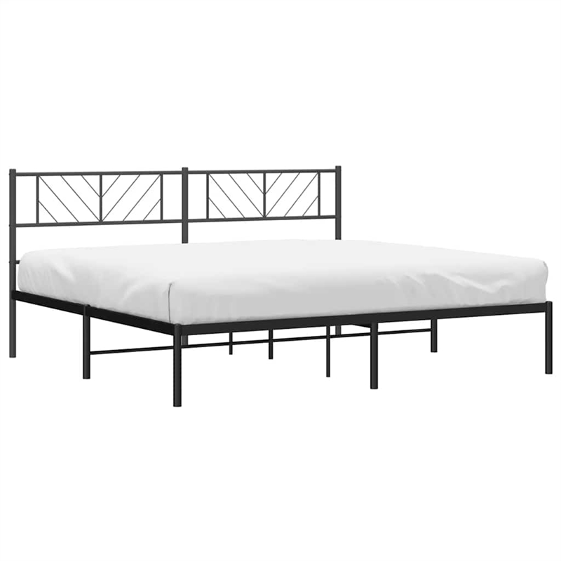 vidaXL Powder-Coated Steel Cal King/Double Bed Frame in Black