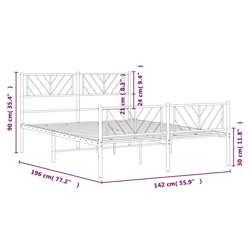 vidaXL Powder-Coated Steel Full/Double Bed Frame in Black